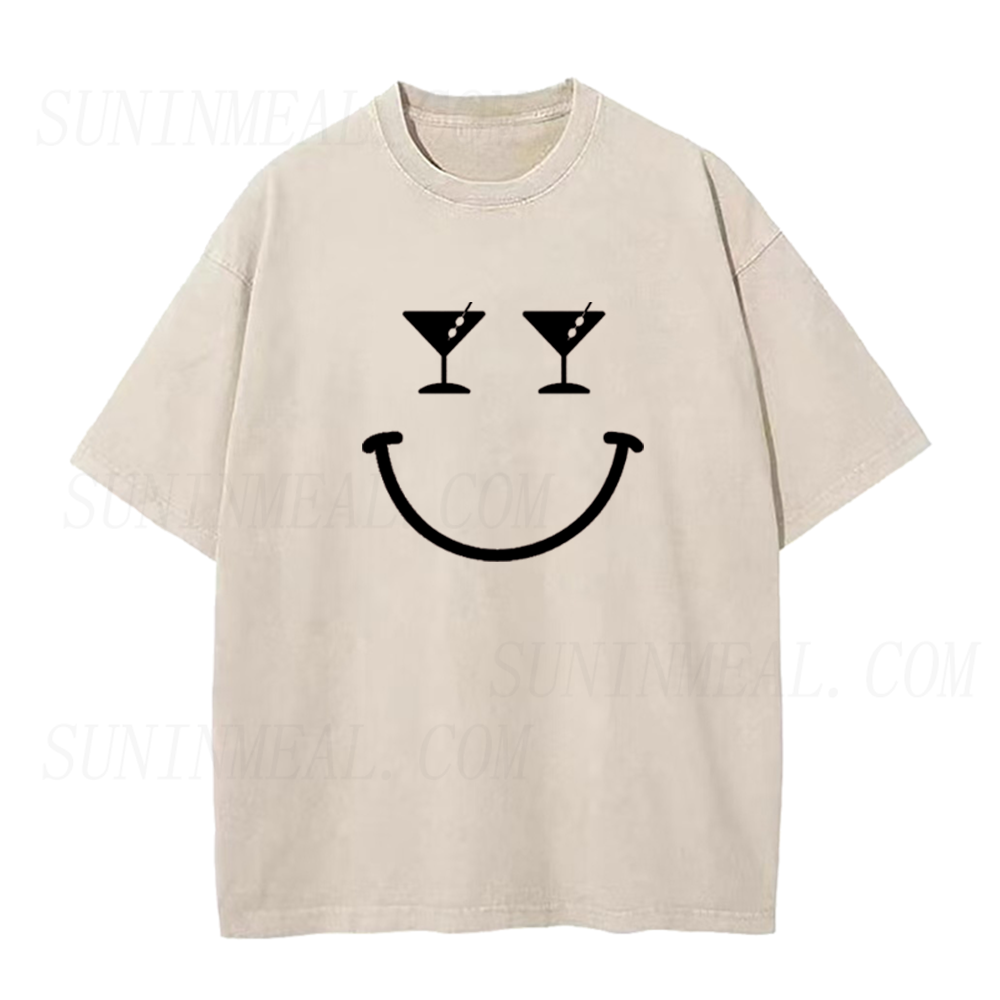 Martini Eyes Smiley Face Unisex Tee