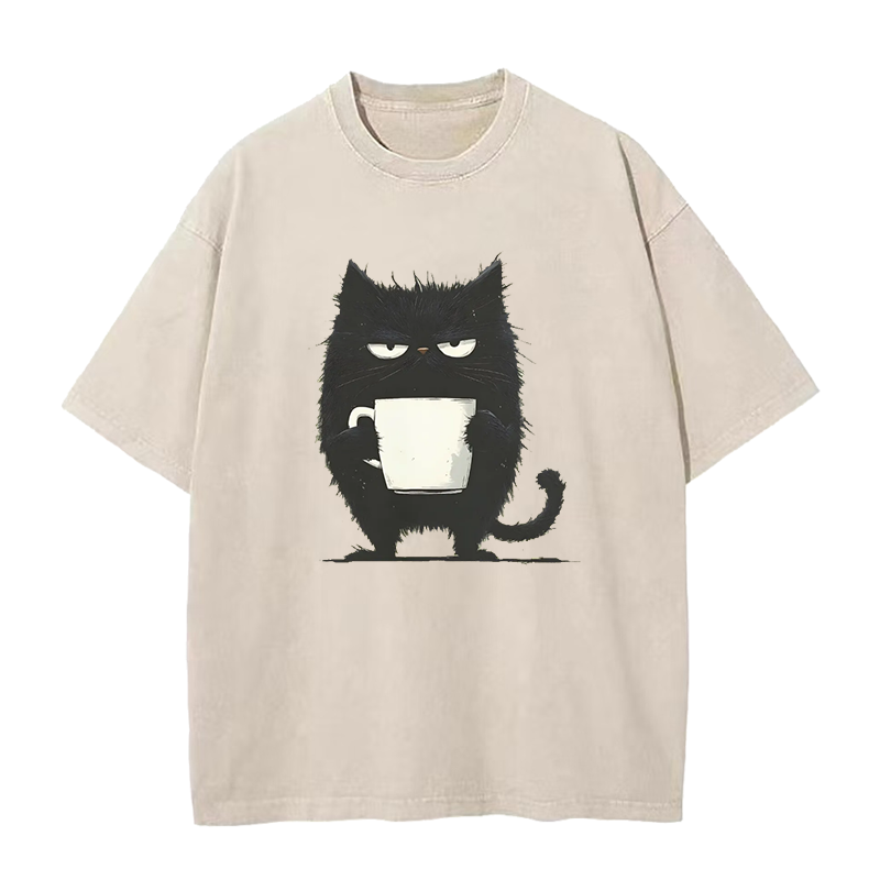 Funny Black Cat Coffee Unisex Tee