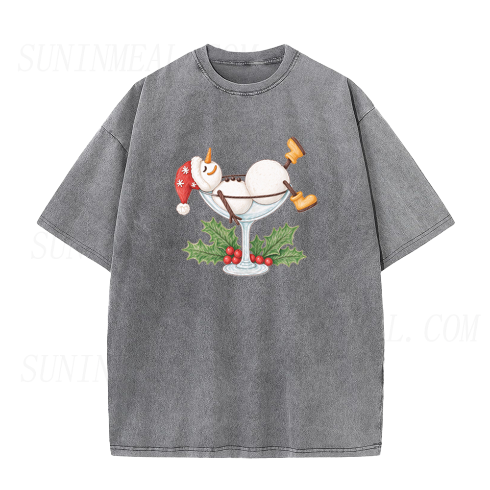 Christmas Snowman Martini Holiday Unisex Tee