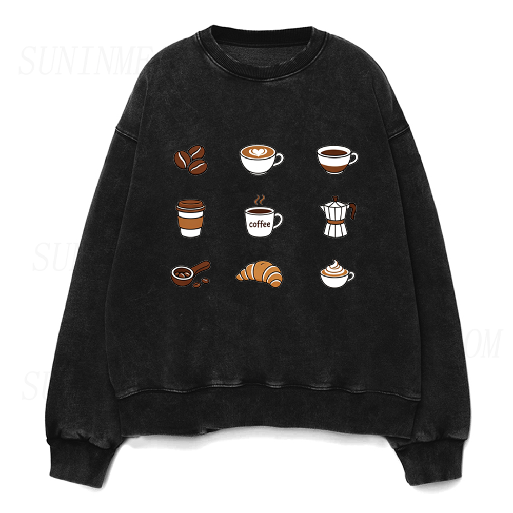 Latte Cappuccino Croissant Unisex Crewneck Sweatshirt