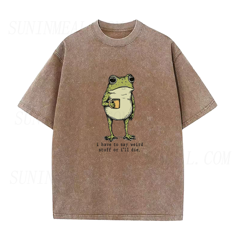 I Have to Say Weird Stuff Or I'll Die Frog Drinking Coffee Unisex Tee