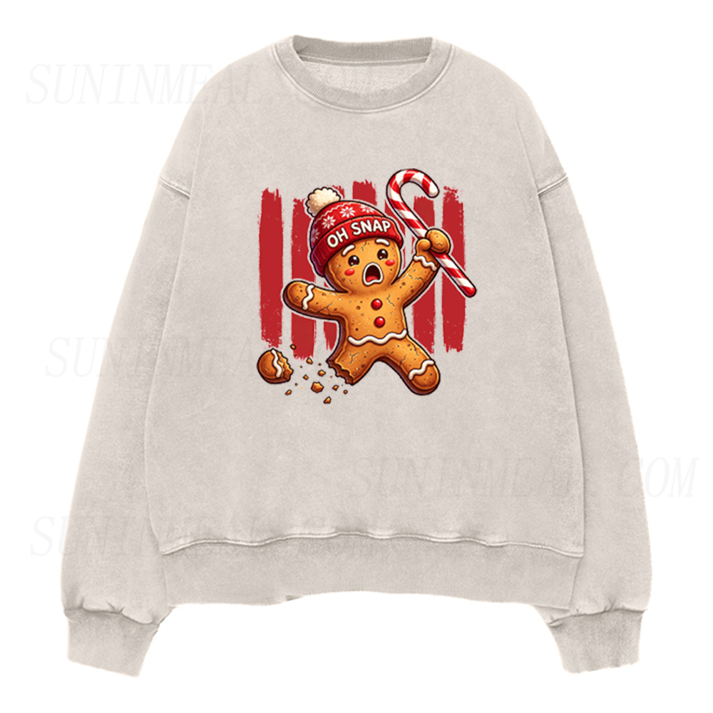 Striped Oh Snap Gingerbread Unisex Crewneck Sweatshirt