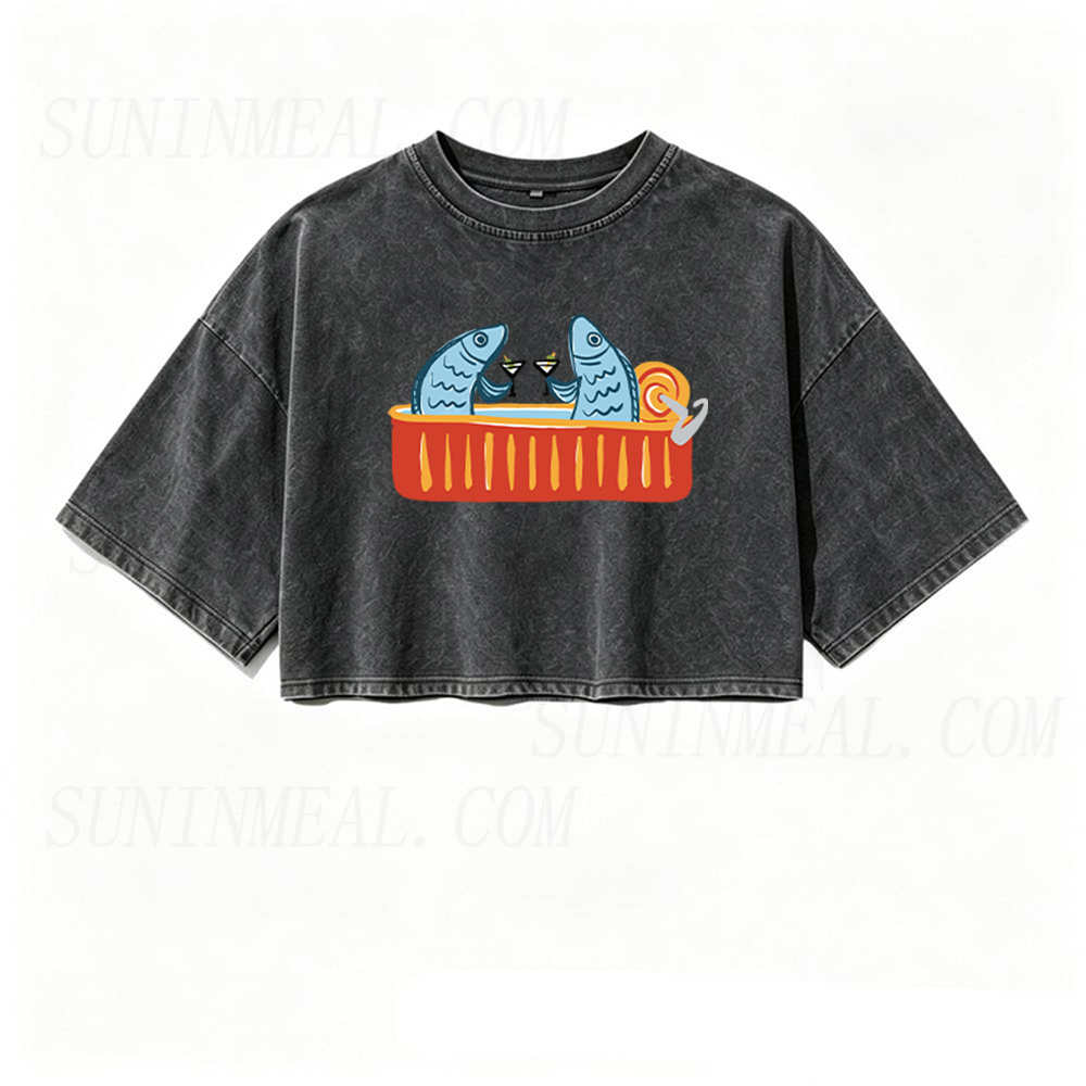 Martini Sardine Oversized Crop Tee