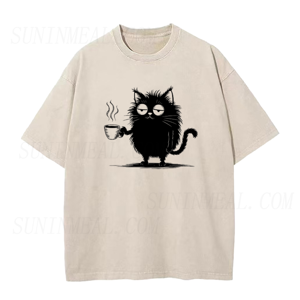 Sleepy Coffee Cat Unisex Tee