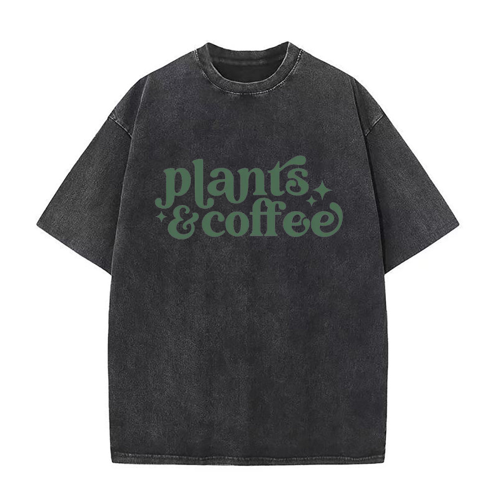 植物とコーヒーのユニセックスTシャツ