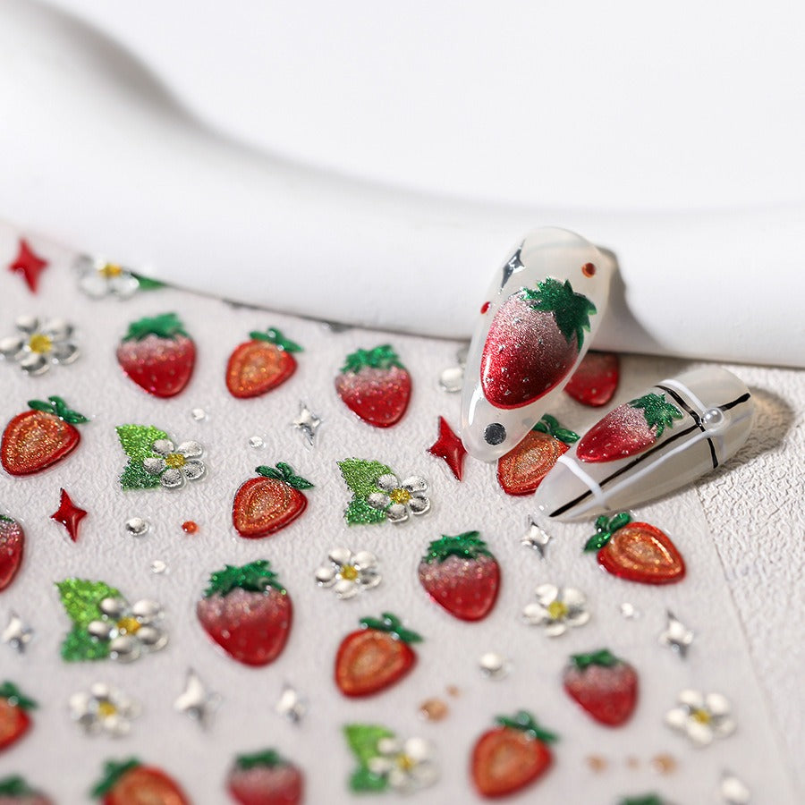 Bling Bling Strawberry 5D Nail Sticker