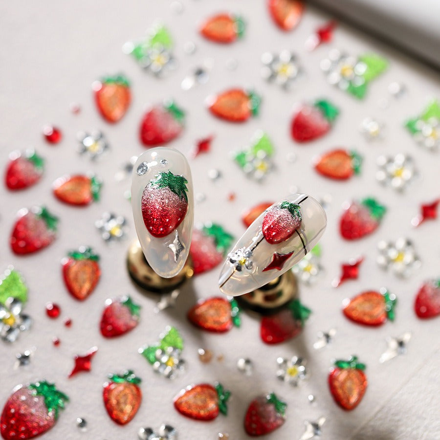 Bling Bling Strawberry 5D Nail Sticker
