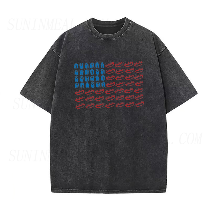 Fourth of July Beer & Hot Dog Flag Unisex Tee
