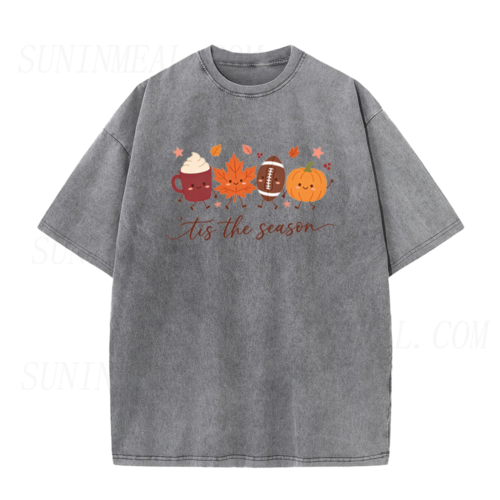 'Tis The Season Cartoon Pumpkin Coffee Unisex Tee