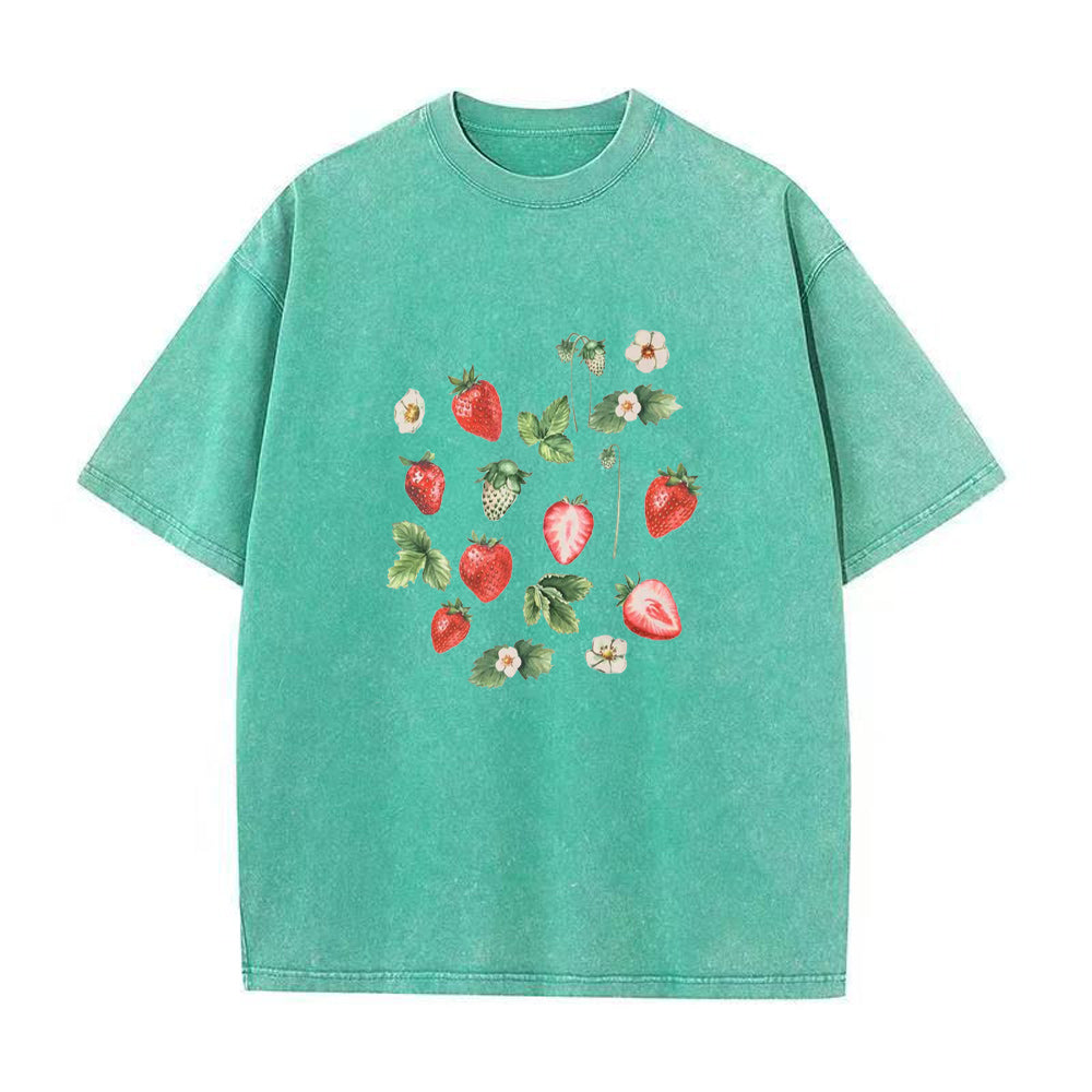 ストロベリーボタニカルユニセックスTシャツ