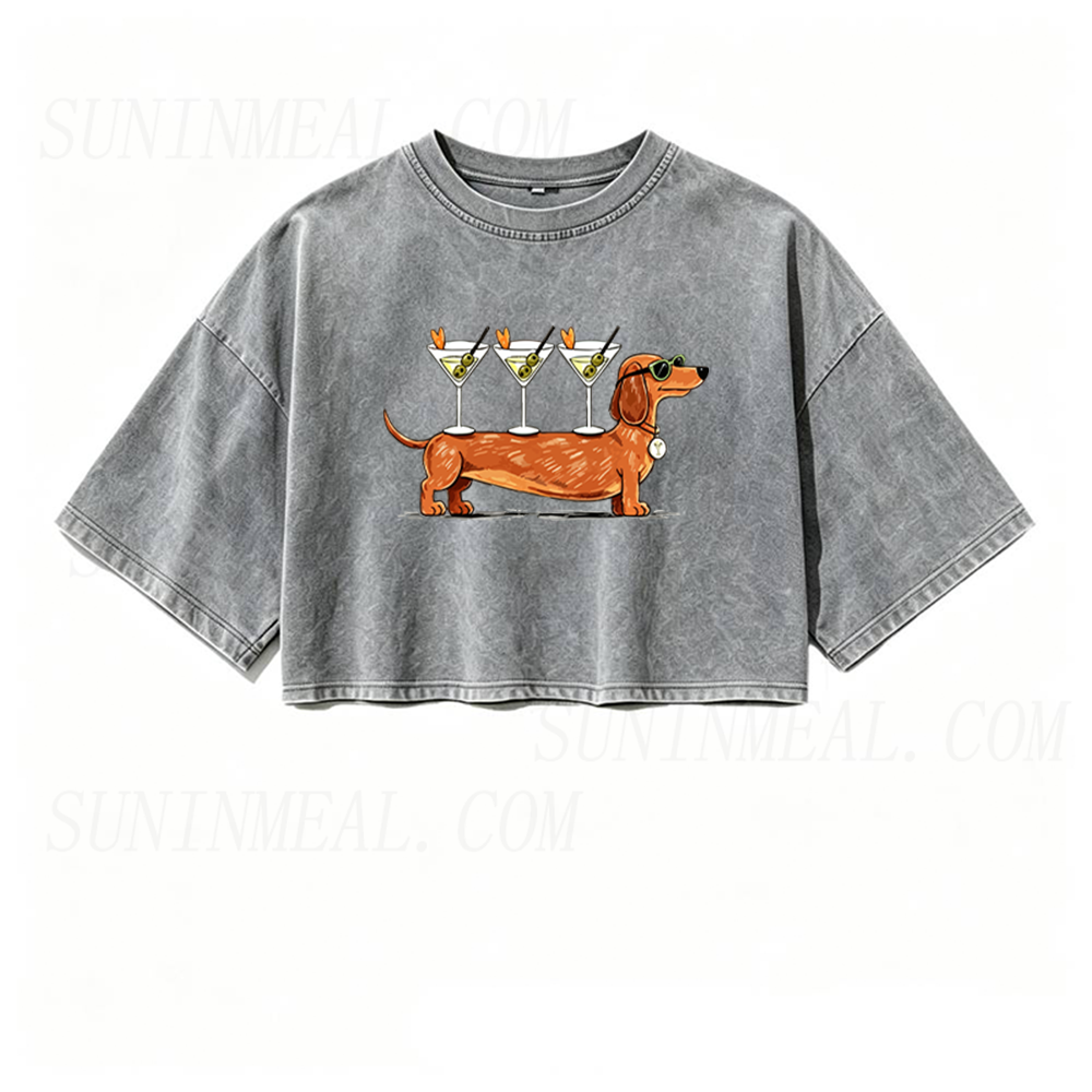 Weenies & Martinis Oversized Crop Tee