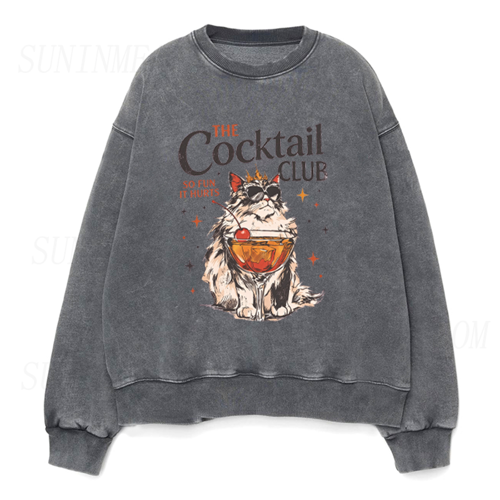 The Cocktail Club Cool Cat Graphic Unisex Crewneck Sweatshirt
