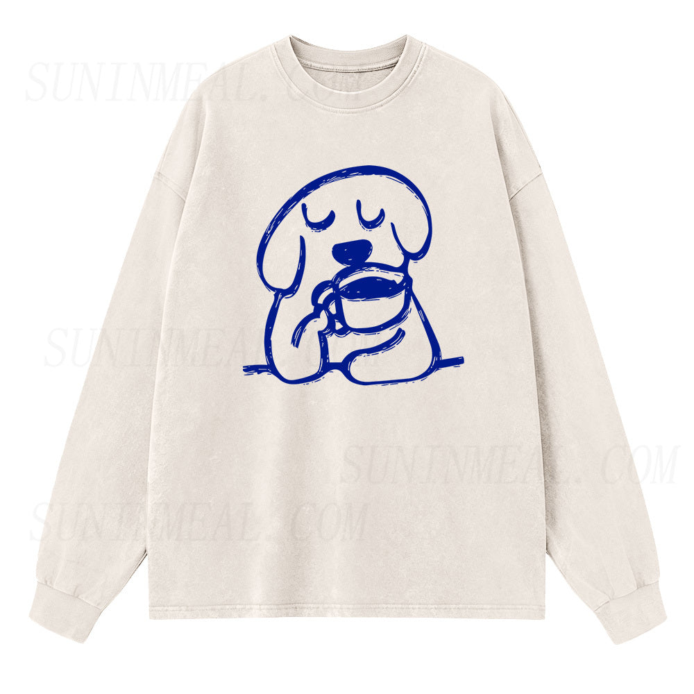 Coffee Dog Long Sleeve Unisex Tee