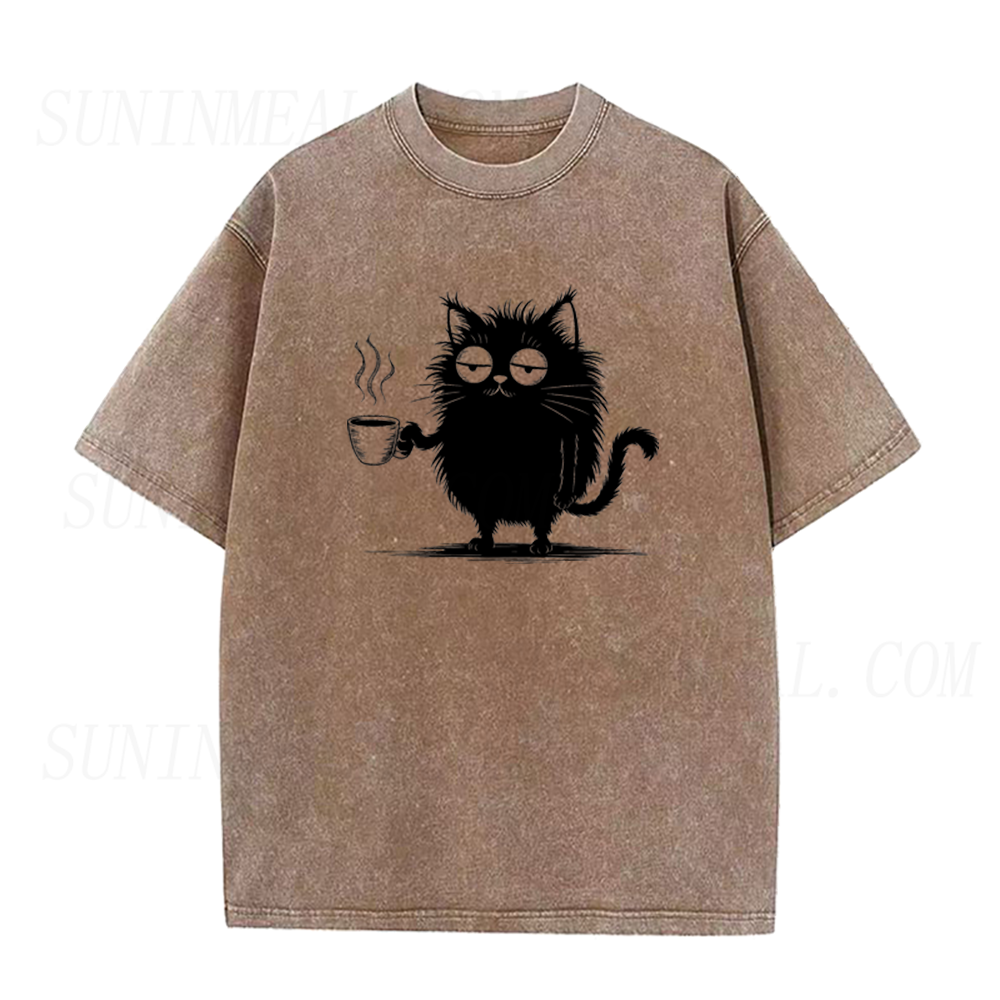 Sleepy Coffee Cat Unisex Tee