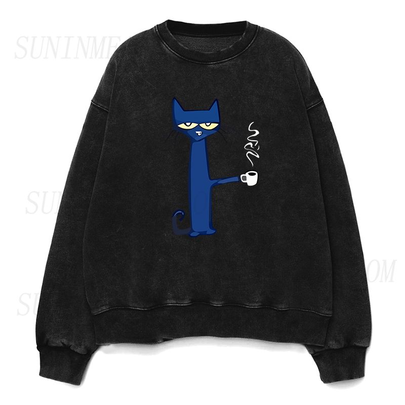 Cat and Coffee Unisex Crewneck Sweatshirt