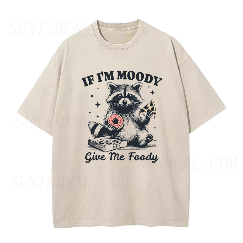Retro Raccoon If I'm Moody Give Me Foody Unisex Tee