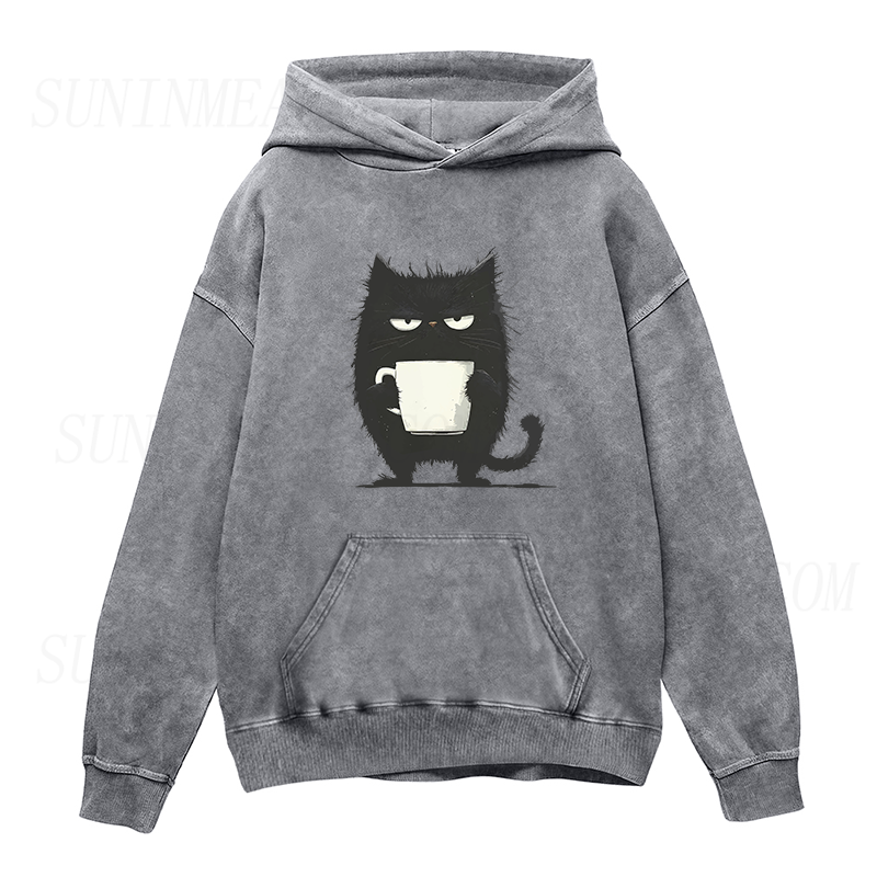Funny Black Cat Coffee Unisex Hoodie