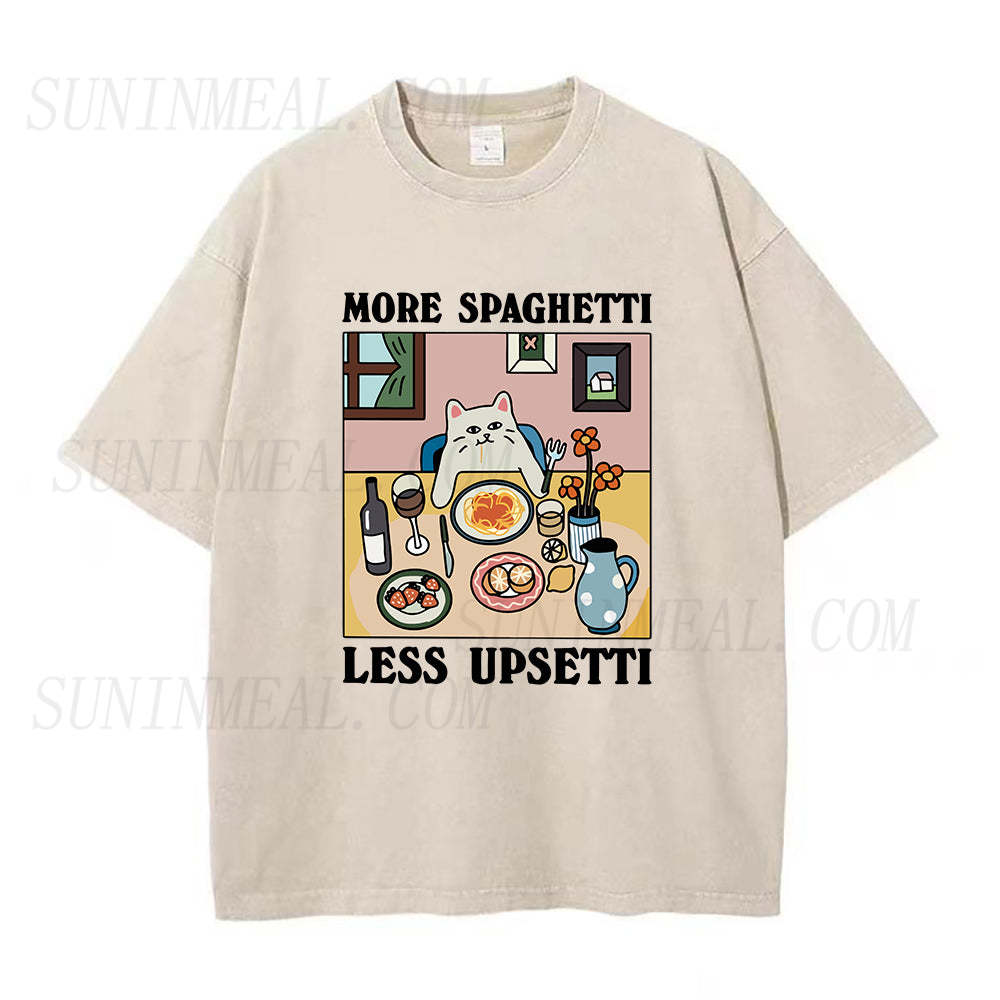 スパゲッティを増やし、アップセッティを減らすユニセックスTシャツ