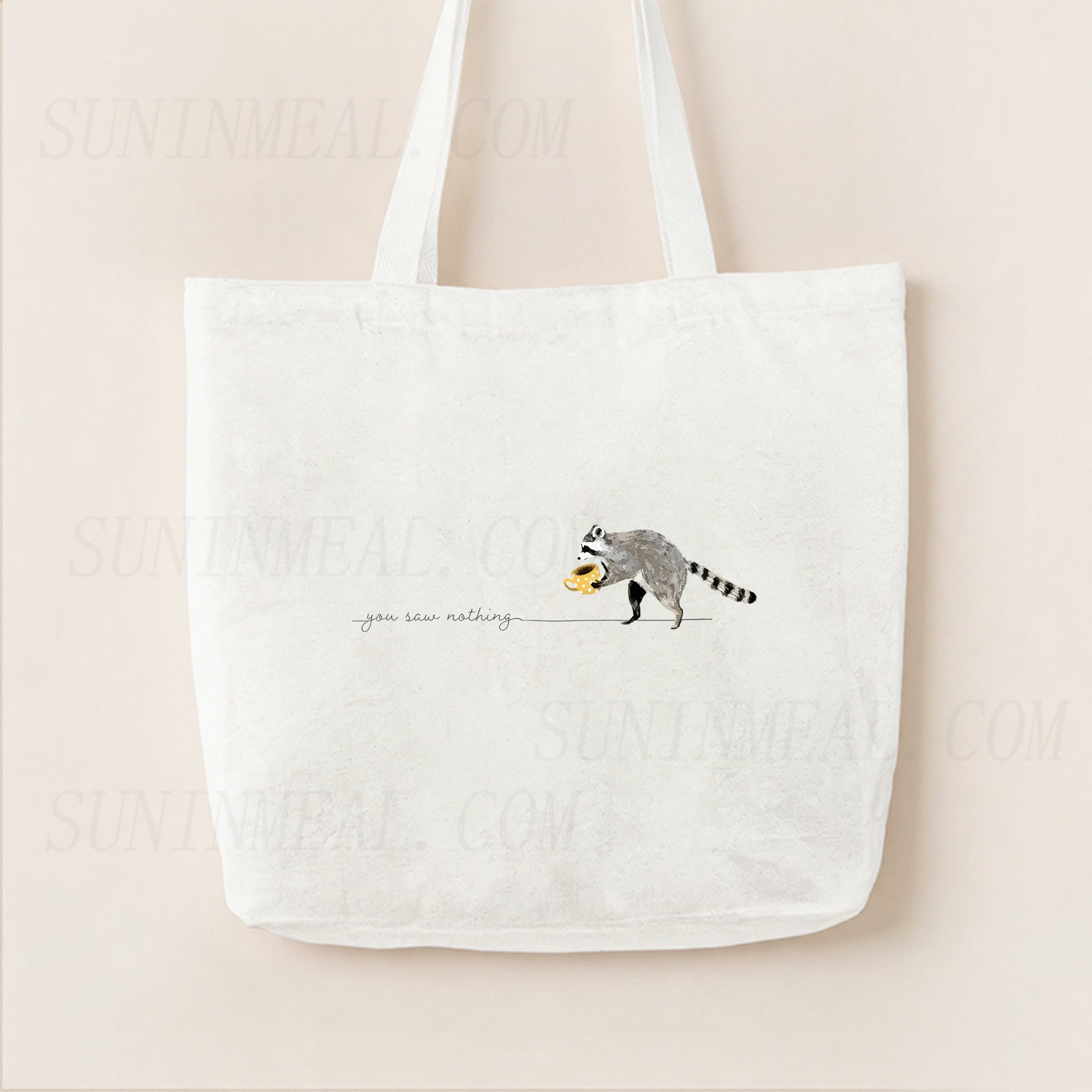 You Saw Nothing Raccoon Coffee Canvas Tote Bag
