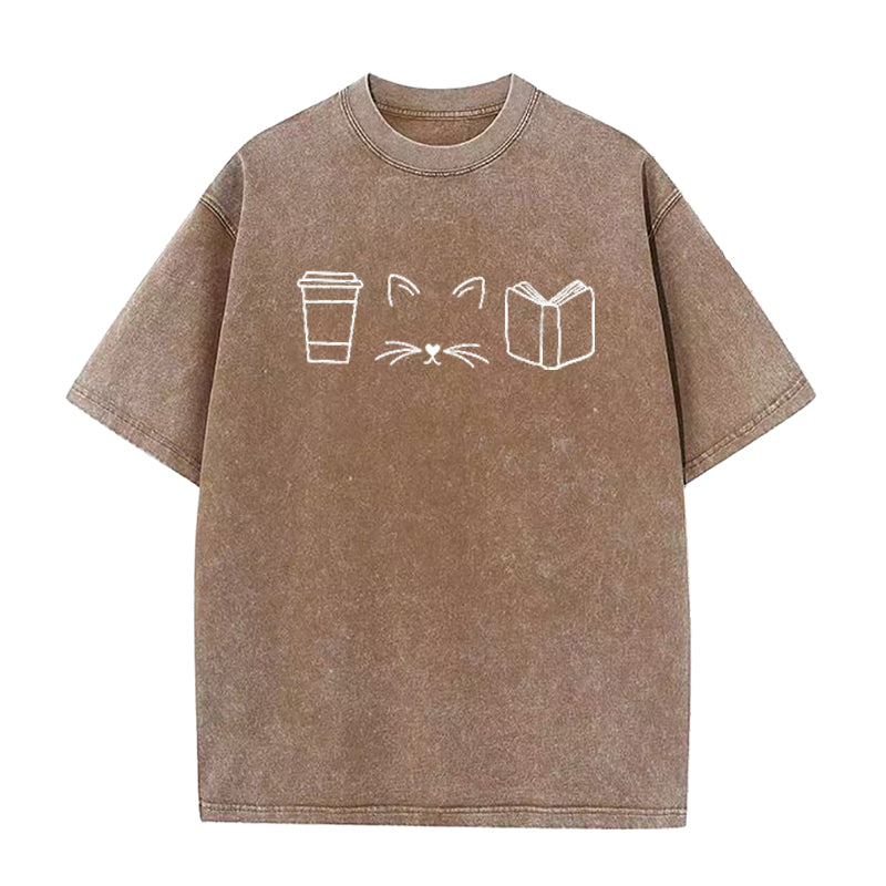 Cats Coffee Books Unisex Tee