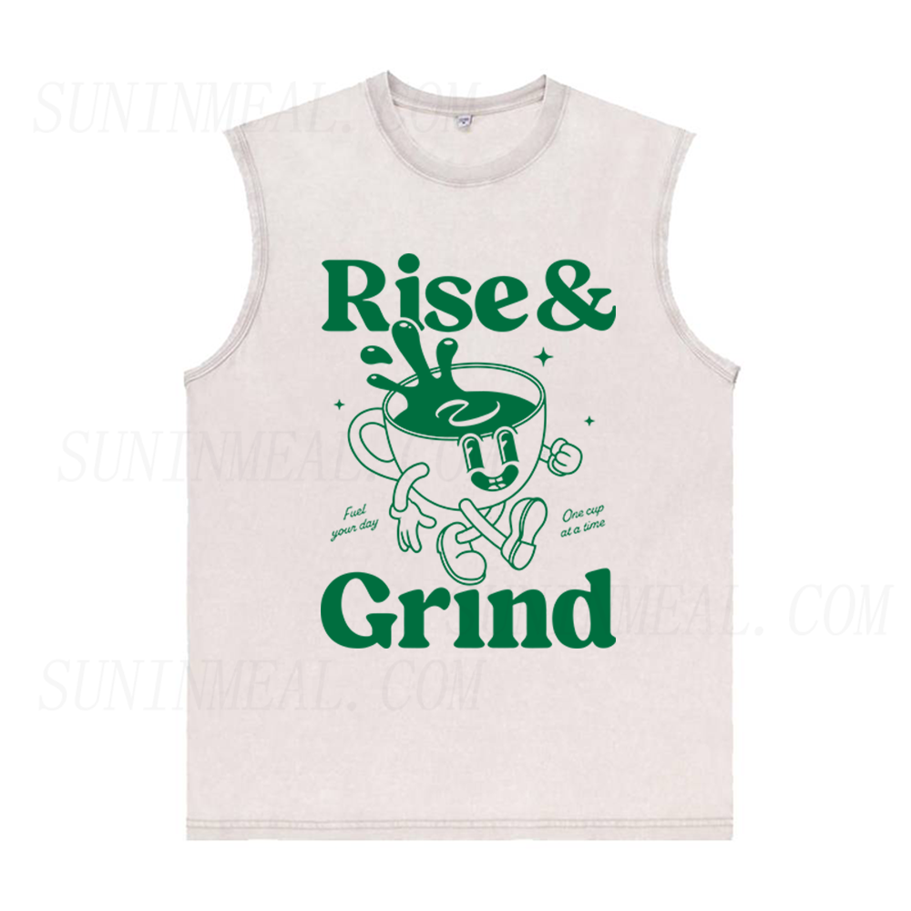 Rise and Grind Green Coffee Unisex Tank Top