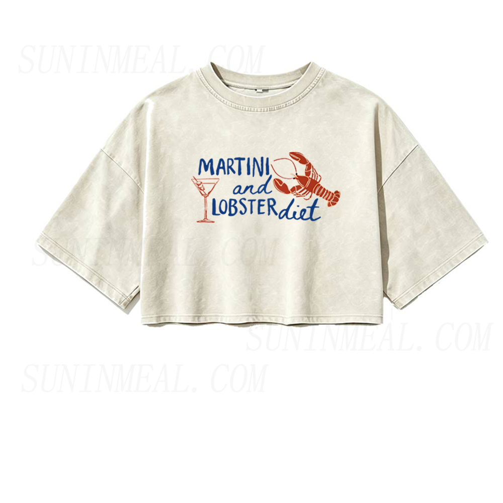 Martini and Lobster Diet Oversized Crop Tee
