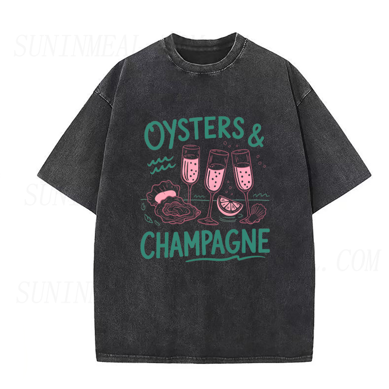 Black t-shirt with white text and graphics on a white background