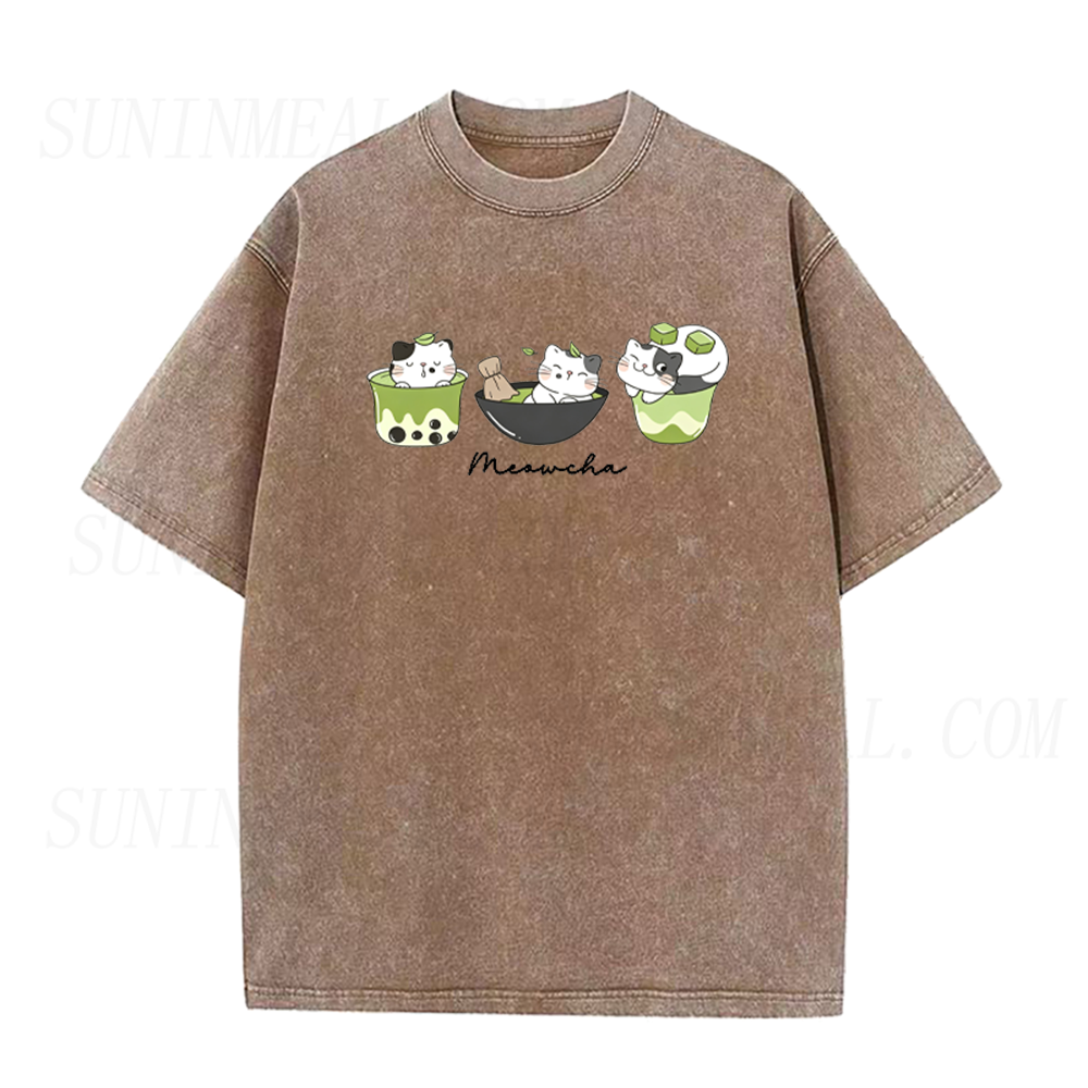 Cute Cat & Matcha Drink Unisex Tee