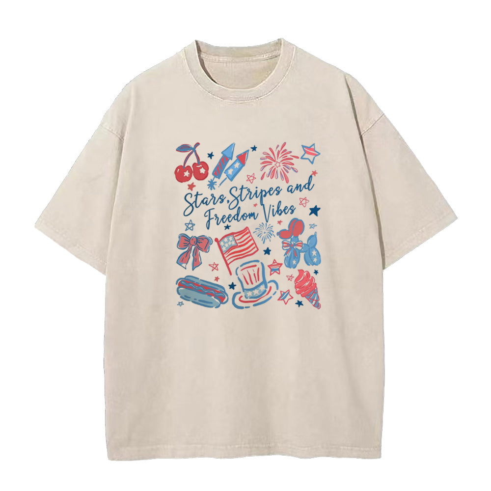 Stars Stipes and Freedom Vibes Unisex Tee
