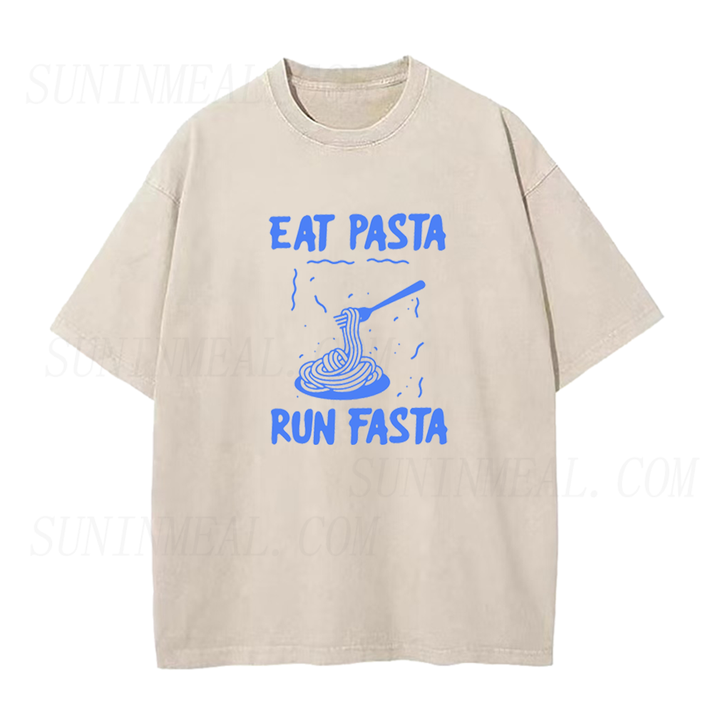 Funny Eat Pasta Run Fasta Graphic Unisex Tee