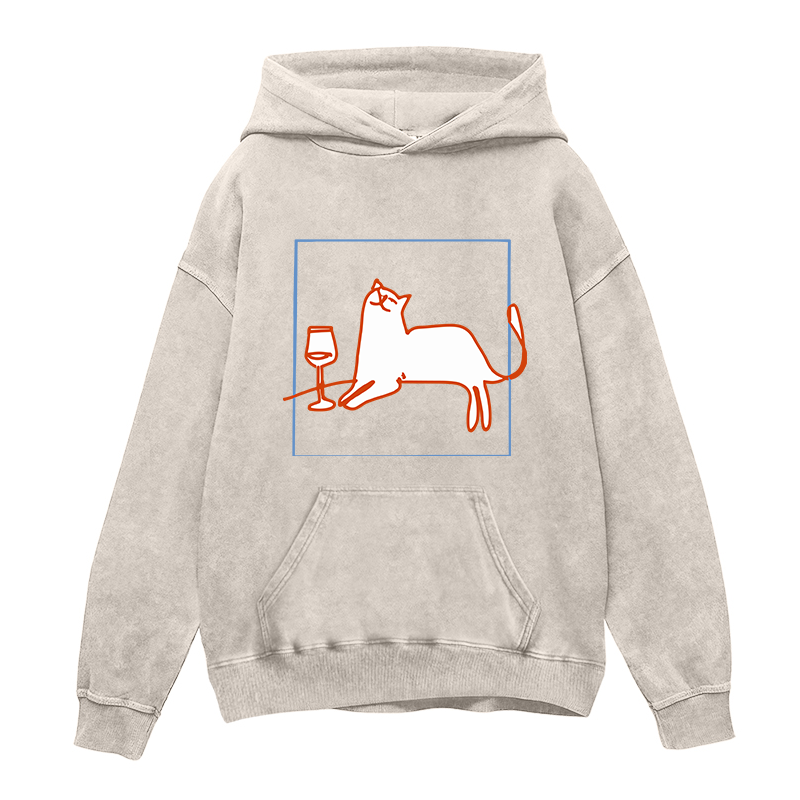 orange cat with wine Unisex Hoodie