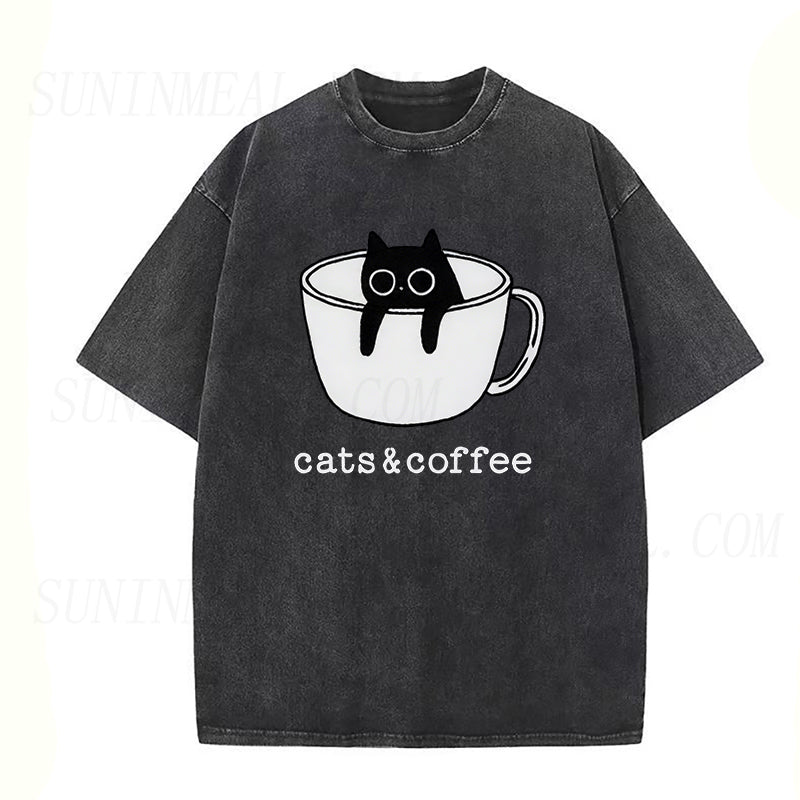 Cats And Coffee Unisex Tee