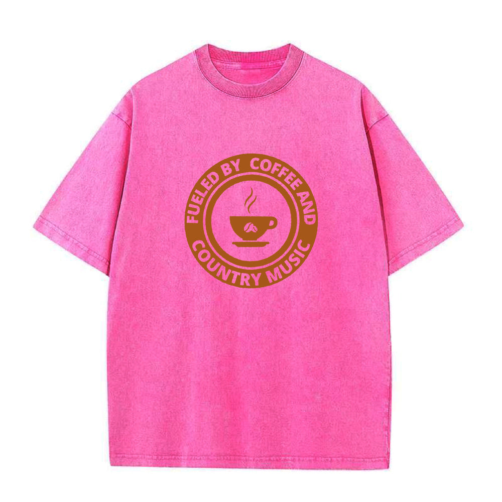 コーヒーと音楽で満たされたユニセックスTシャツ
