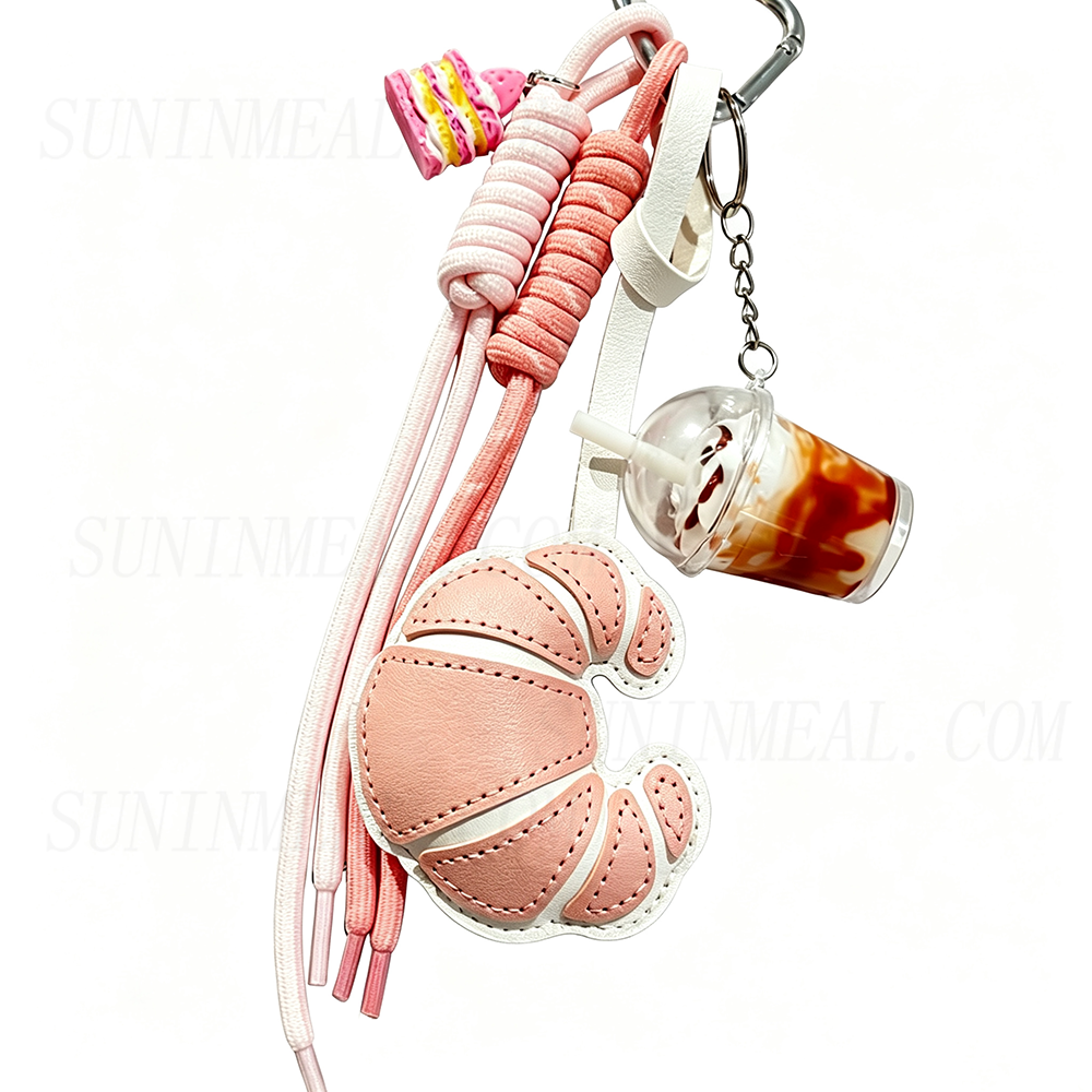 Croissant & Coffee Cup Bag Charm Keychain