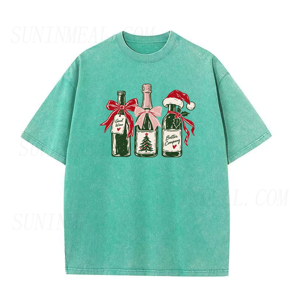 Christmas Wine Bottles Unisex Tee