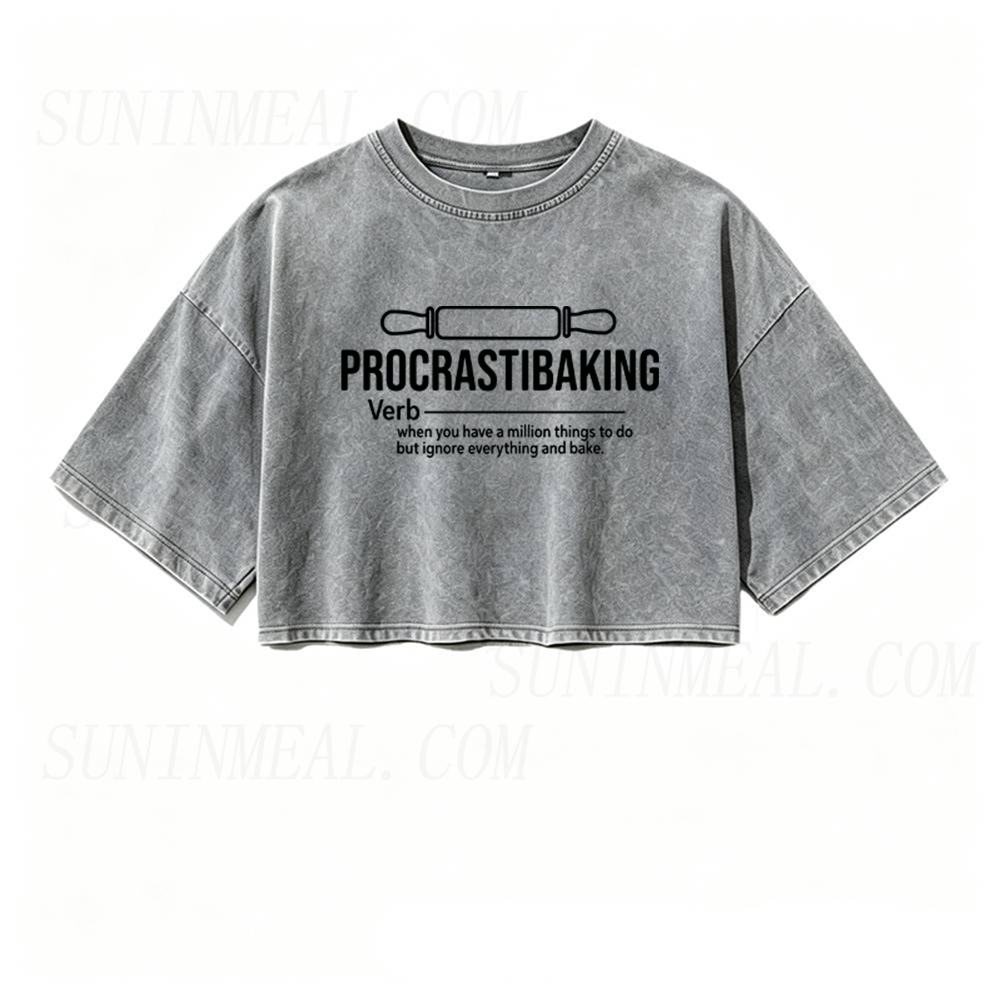 Procrastibaking Oversized Crop Tee