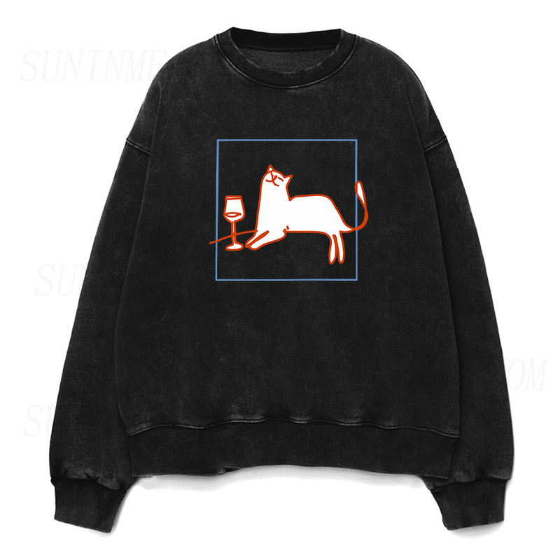 orange cat with wine Unisex Crewneck Sweatshirt