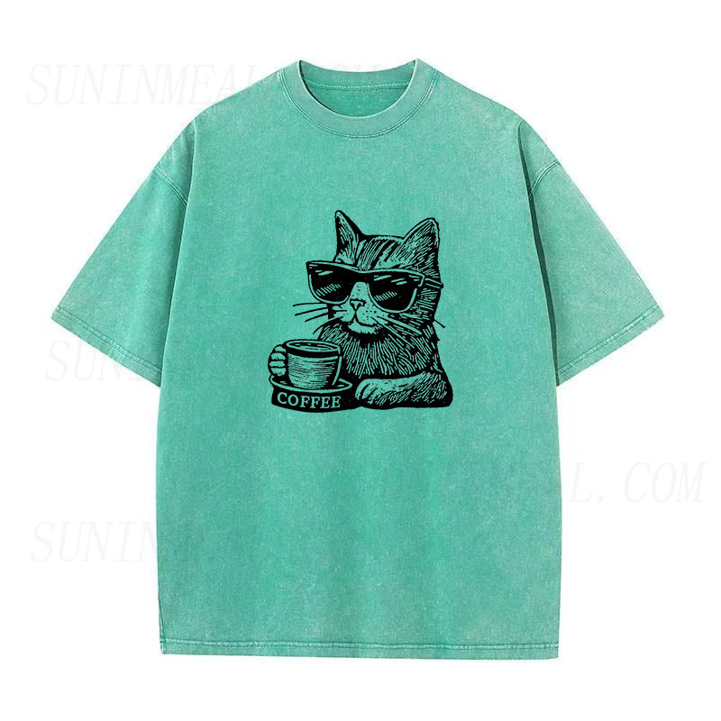Cat with Coffee Unisex Tee