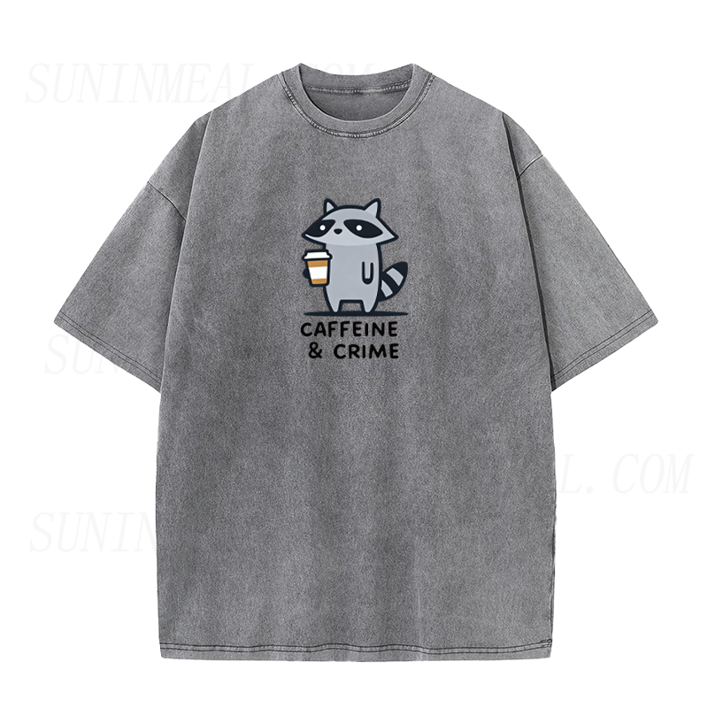 Caffeine and Crime Raccoon Tee