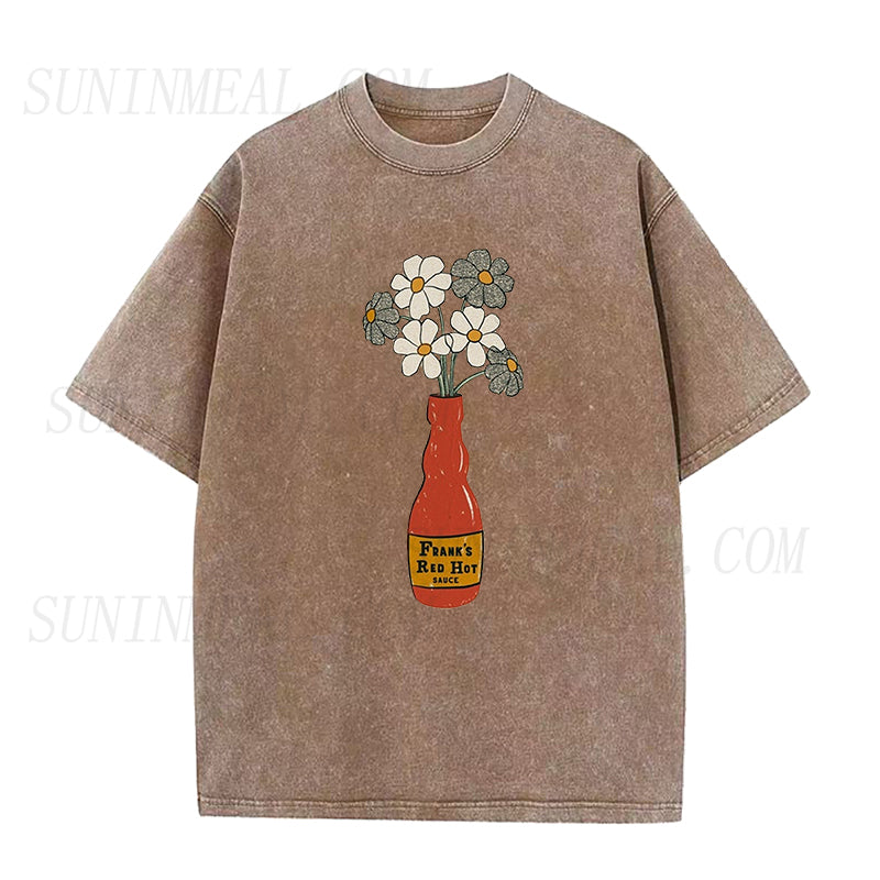 Hot Sauce Vase with Flowers Unisex Tee