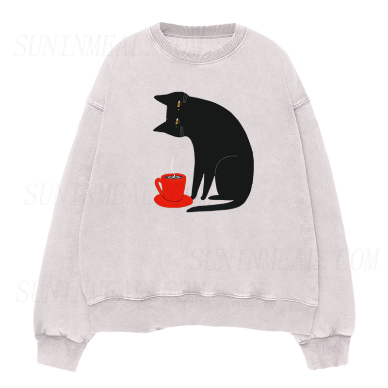 Black Cat Red Cup Unisex Crewneck Sweatshirt