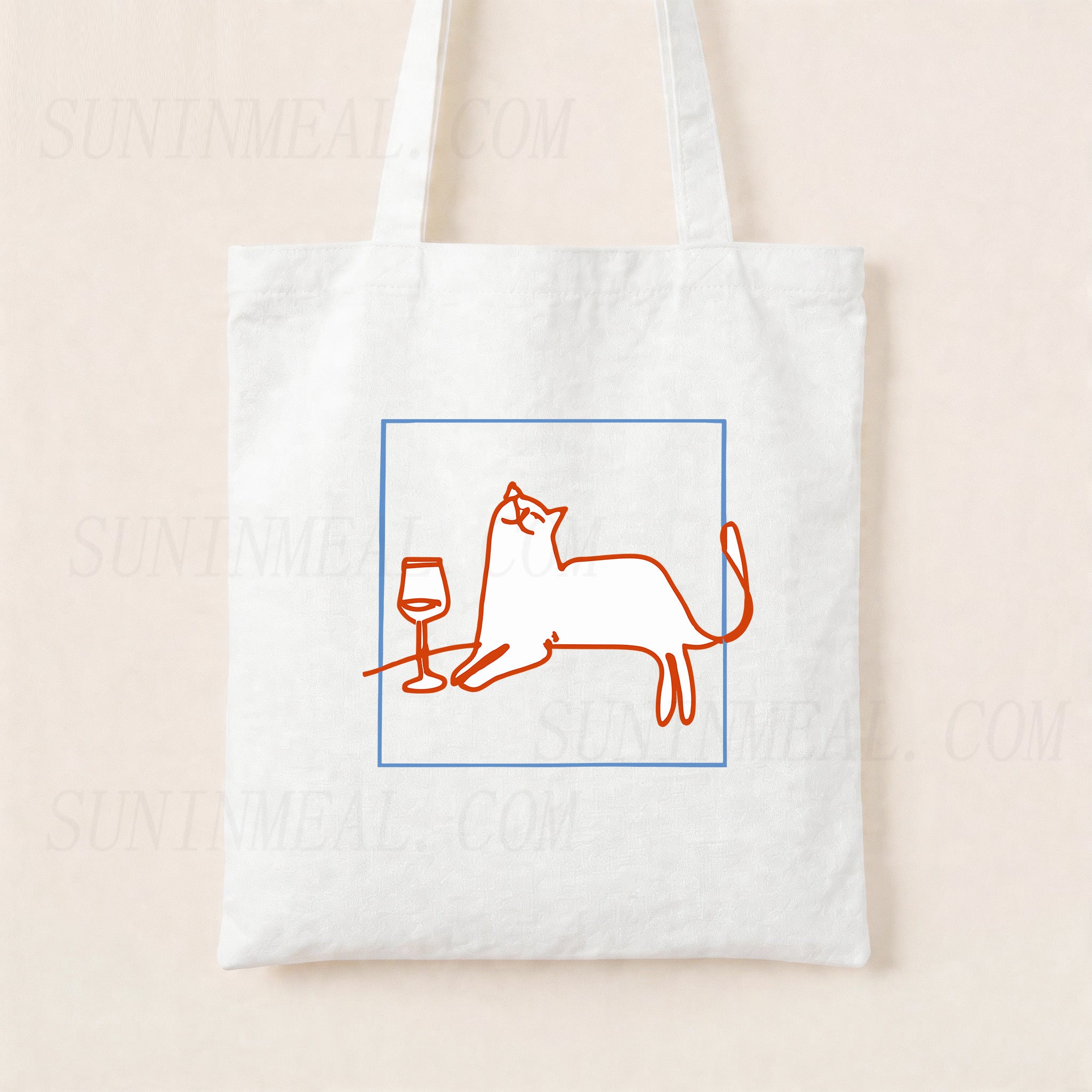 Orange Cat with Wine Canvas Tote Bag