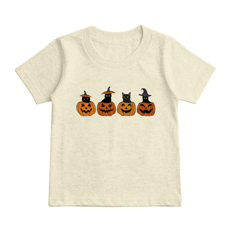 Black Cat Pumpkin Kids T-Shirt