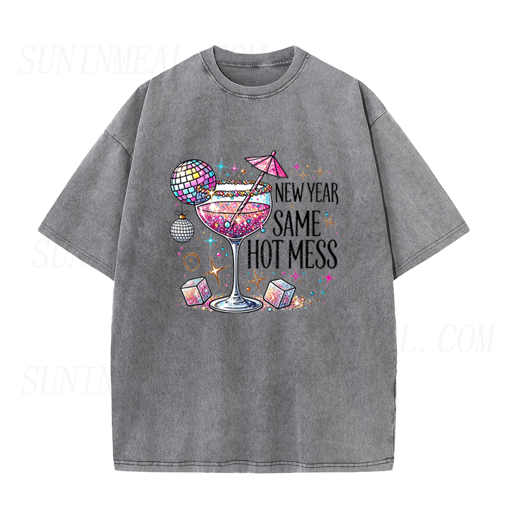 New Year Same Hot Mess Cocktail Unisex Tee