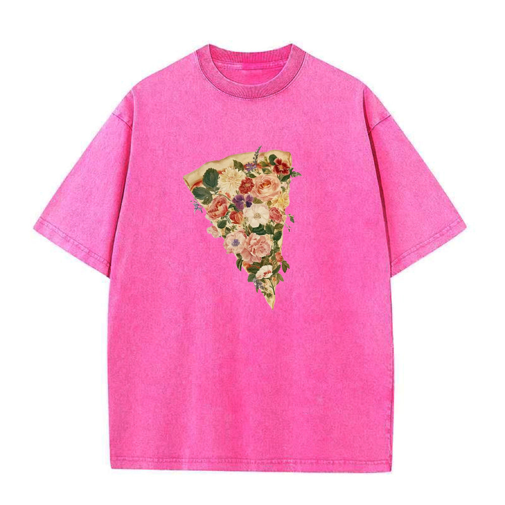 Pretty Floral Pizza Unisex Tee