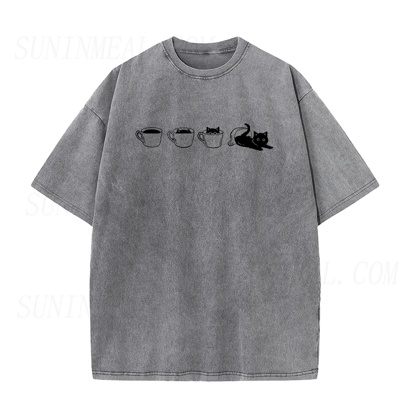 Black Cat in Coffee Unisex Tee