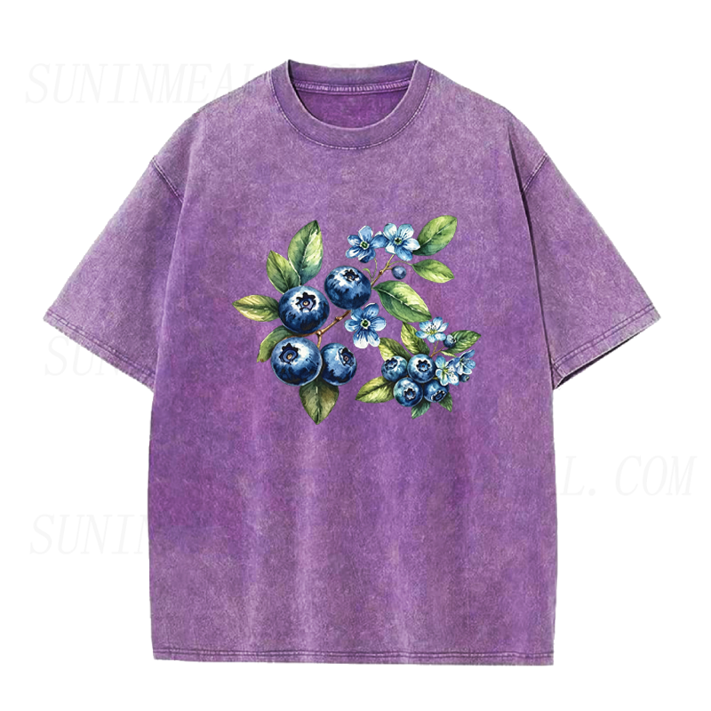 Watercolor Blueberry Branch Floral Unisex Tee
