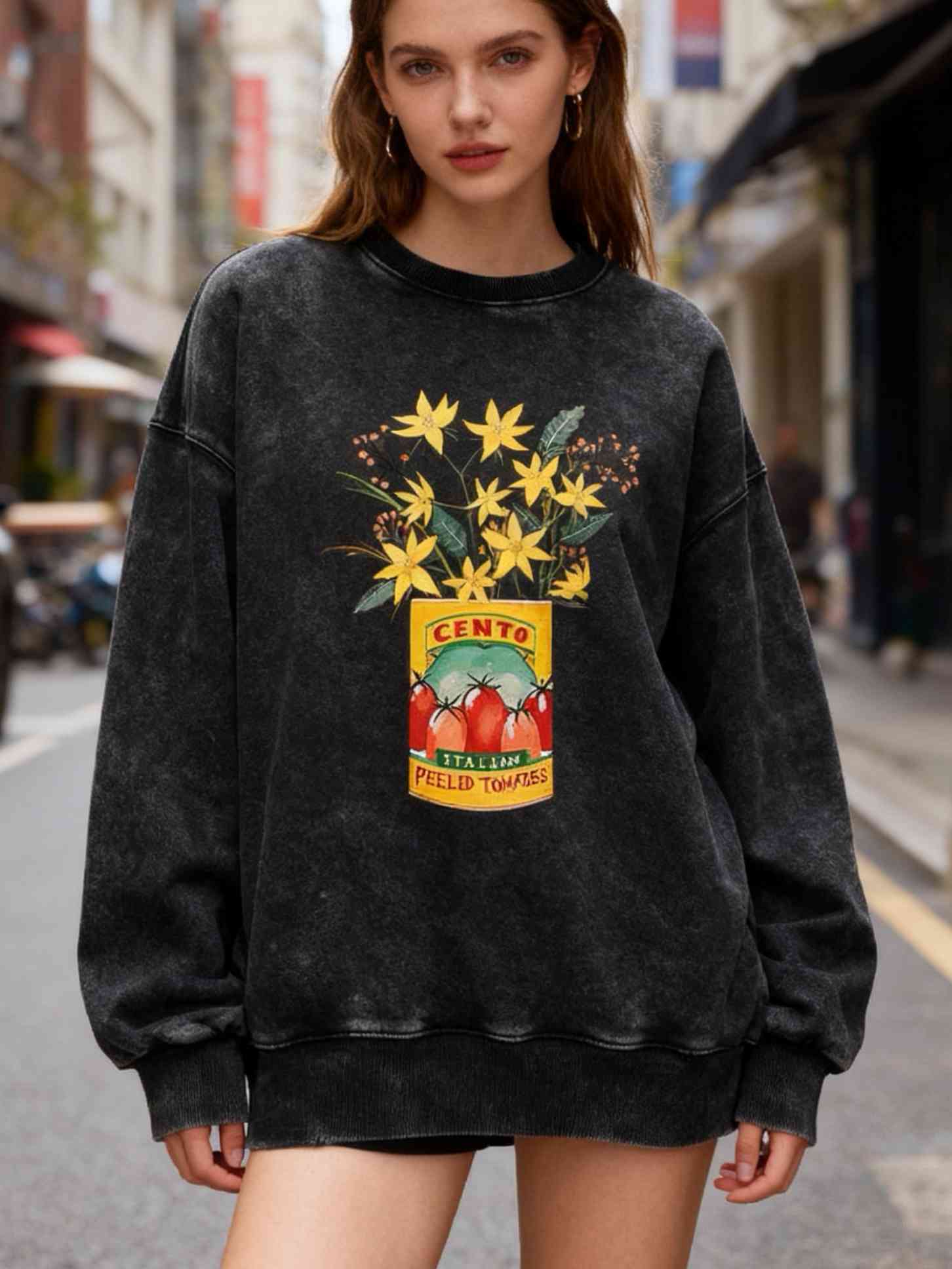 flowers and cento peeled tomatoes Unisex Crewneck Sweatshirt