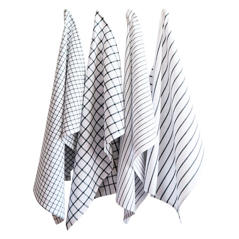 Classic Striped Plaid Tea Towel 4 Pieces