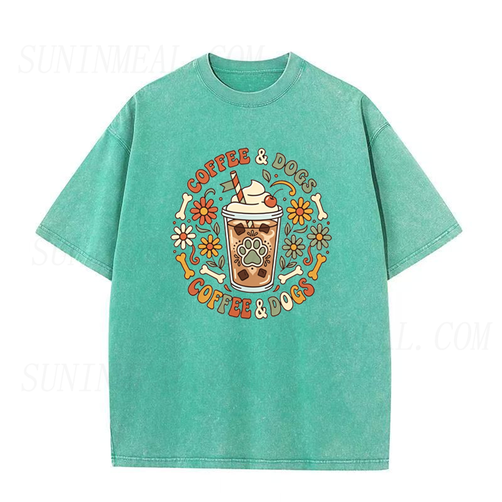 Retro Floral Coffee & Dogs Unisex Tee